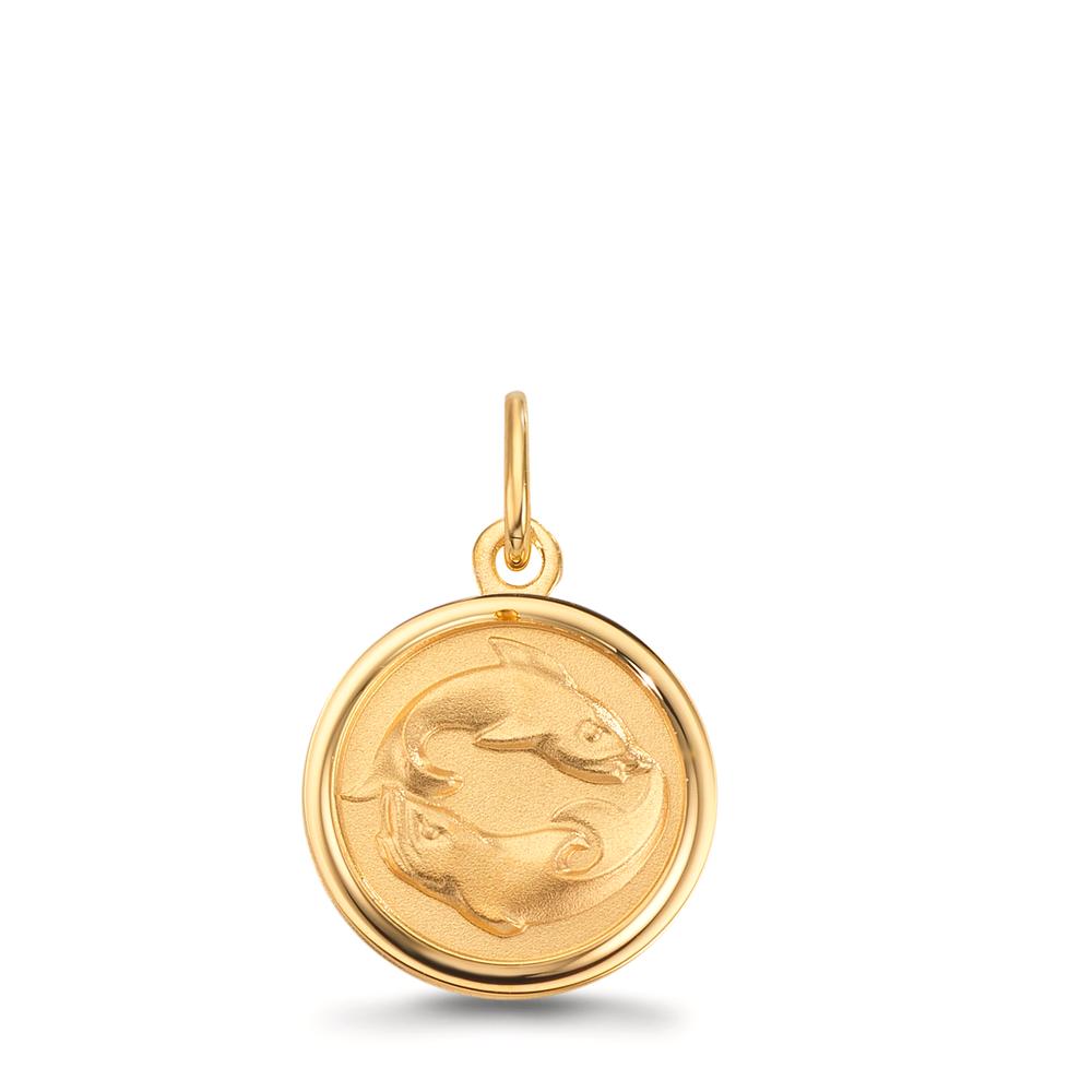 Ciondolo incisione Oro giallo 375/9K Segno zodiacale pesce Ø12 mm