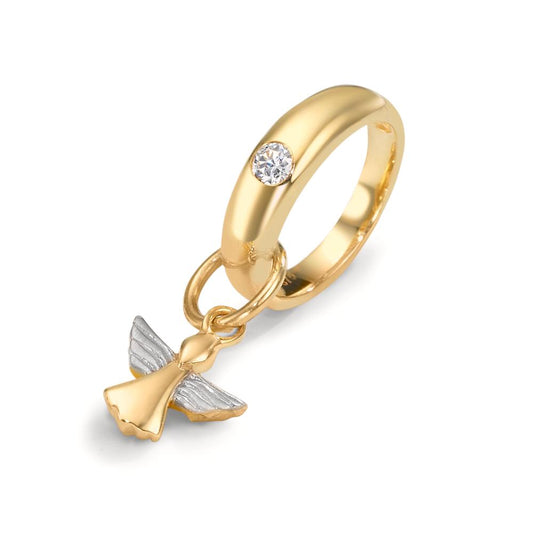 Anello di battesimo Oro giallo 375/9K Zirconia bicolore Angelo custode Ø11 mm