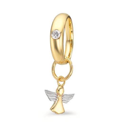 Anello di battesimo Oro giallo 375/9K Zirconia bicolore Angelo custode Ø11 mm