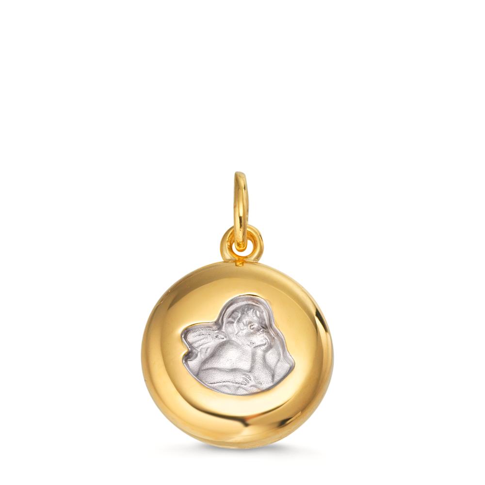 Ciondolo Oro giallo 375/9K bicolore Angelo custode Ø12 mm