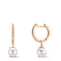 Orecchini circolari Oro rosso 750/18 carati Diamante 0.09 ct, 22 pietra, tw-si Perle Akoya, 2 Perla 6-6.5 mm