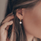 Orecchini circolari Oro rosso 750/18 carati Diamante 0.09 ct, 22 pietra, tw-si Perle Akoya, 2 Perla 6-6.5 mm