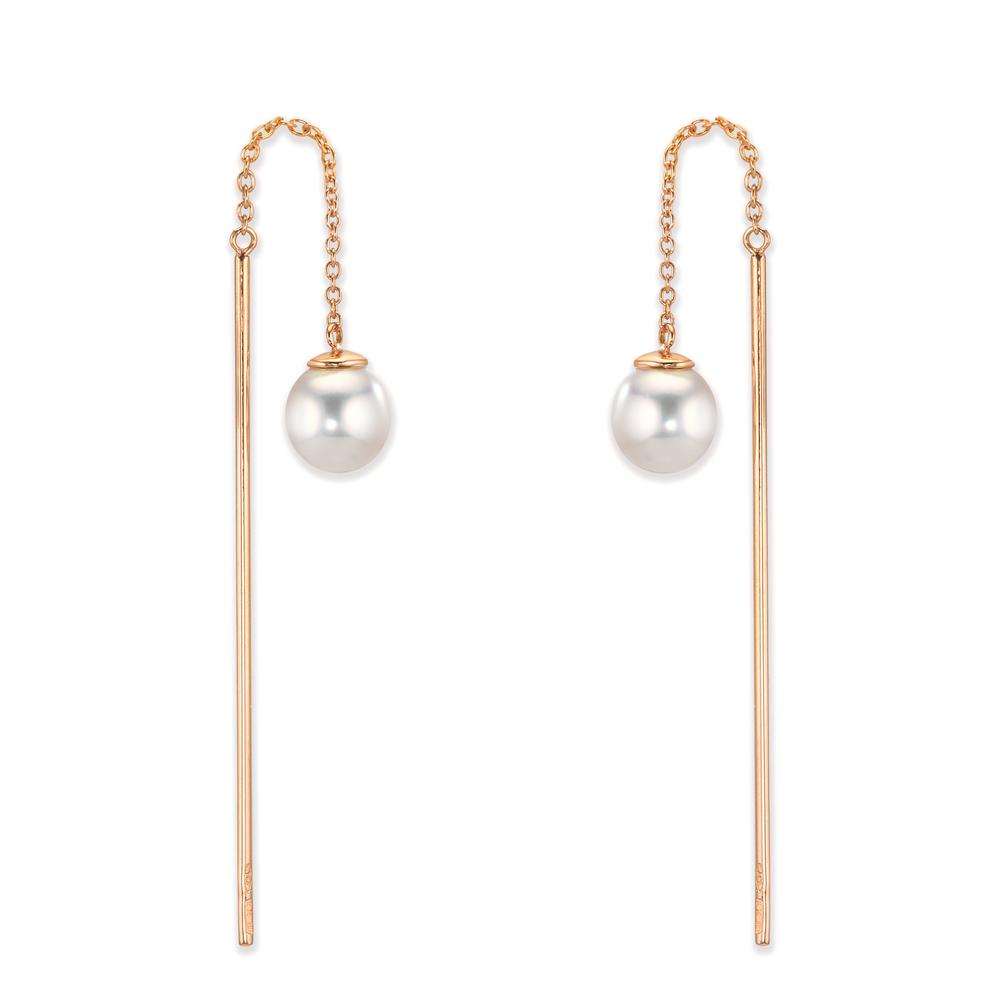 Orecchini a strappo Oro rosso 750/18 carati Perle Akoya, 2 Perla 6-6.5 mm