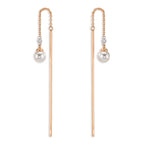 Orecchini a strappo Oro rosso 750/18 carati Diamante 0.06 ct, 3 pietra, tw-si Perle Akoya, 2 Perla, 4.5 mm