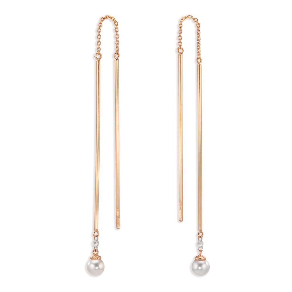 Orecchini a strappo Oro rosso 750/18 carati Diamante 0.06 ct, 2 pietra, tw-si Perle Akoya, 2 Perla, 4.5 mm