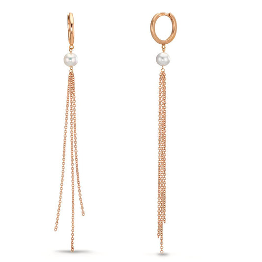 Orecchini circolari Oro rosso 750/18 carati Perla coltivata d'acqua dolce, 2 Perla