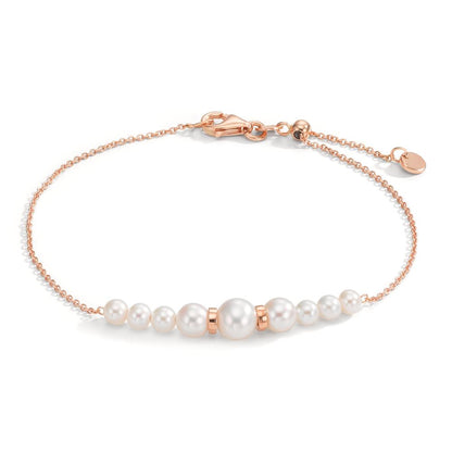 Bracciale Oro rosso 750/18 carati Perla coltivata d'acqua dolce, 9 Perla 15-18 cm
