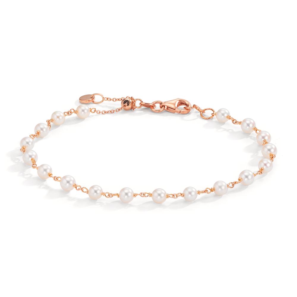 Bracciale Oro rosso 750/18 carati Perla coltivata d'acqua dolce, 18 Perla, 3.5 mm 16.5-18.5 cm