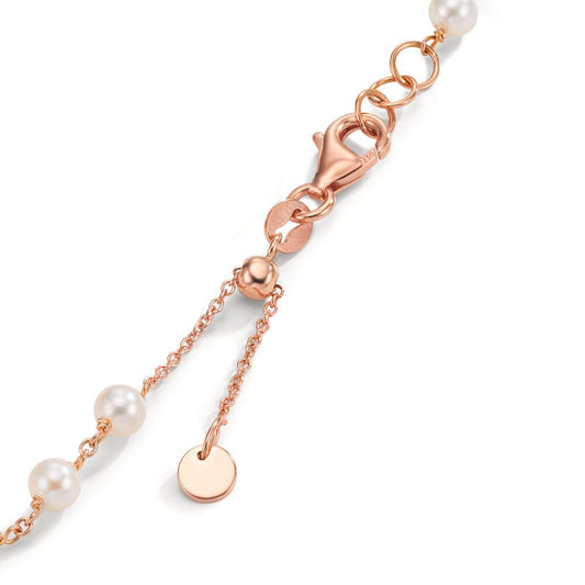 Bracciale Oro rosso 750/18 carati Perla coltivata d'acqua dolce, 18 Perla, 3.5 mm 16.5-18.5 cm