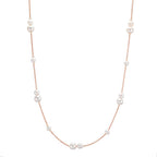 Collana Oro rosso 750/18 carati Perla coltivata d'acqua dolce, 23 Perla 3-5 mm 41.5-44 cm