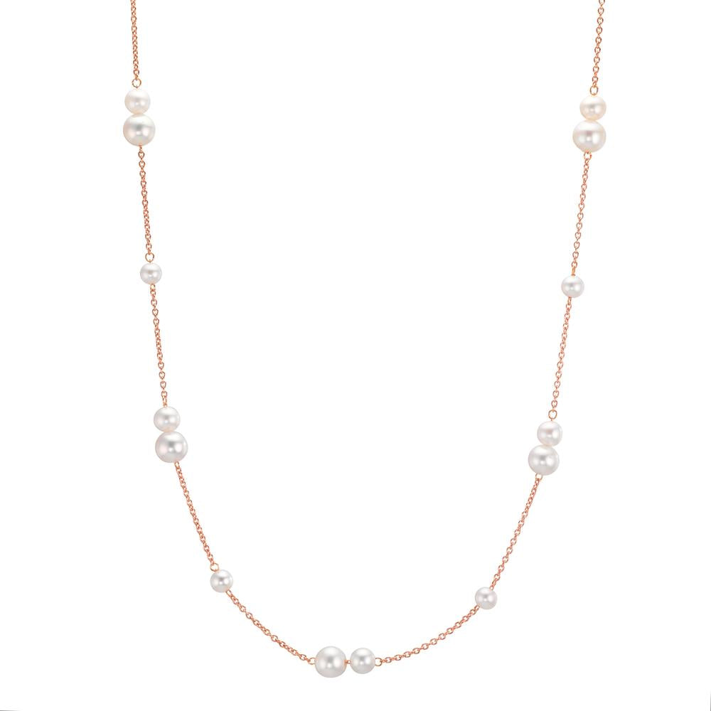 Collana Oro rosso 750/18 carati Perla coltivata d'acqua dolce, 23 Perla 3-5 mm 41.5-44 cm