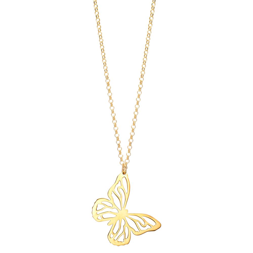 Collana Argento giallo dorato Farfalla 40-44 cm