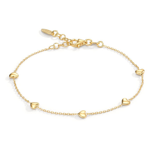 Bracciale Argento giallo dorato Cuore 17-19 cm