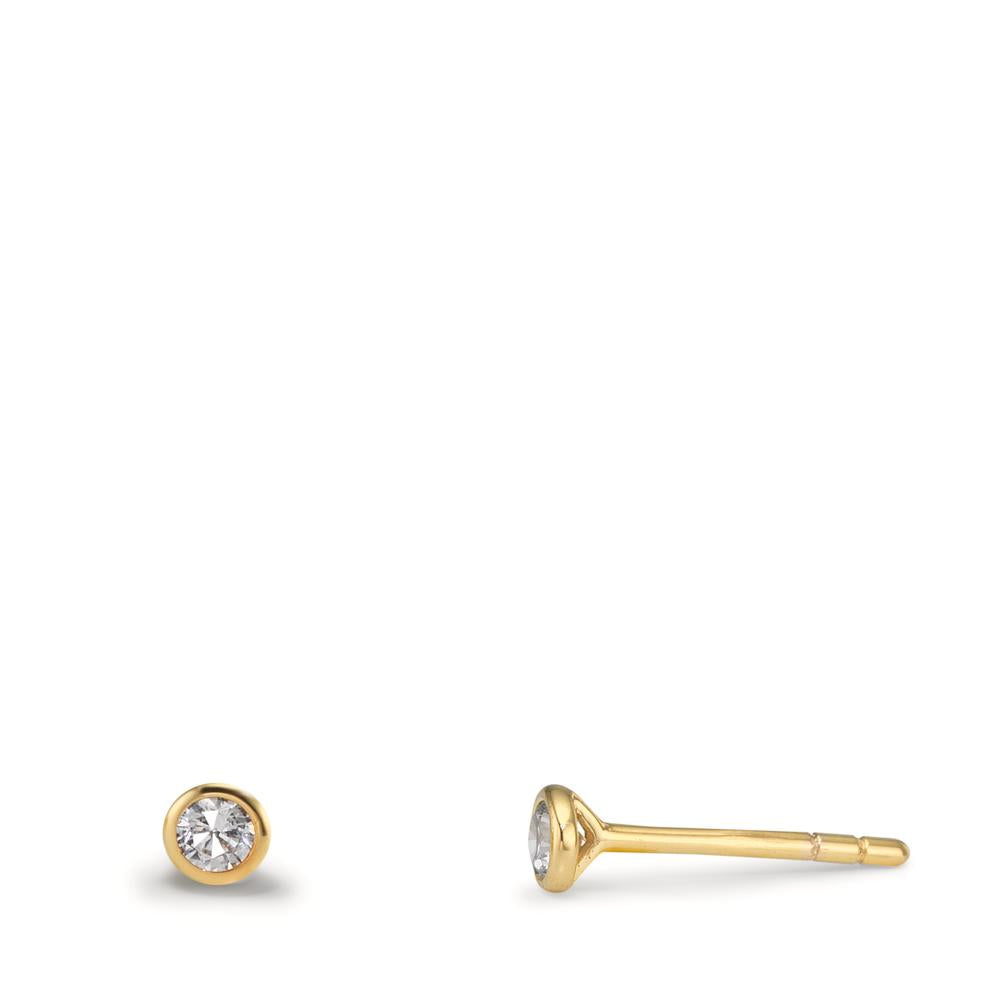 Orecchini a bottone Oro giallo 375/9K Zirconia 2 pietra Ø2.9 mm