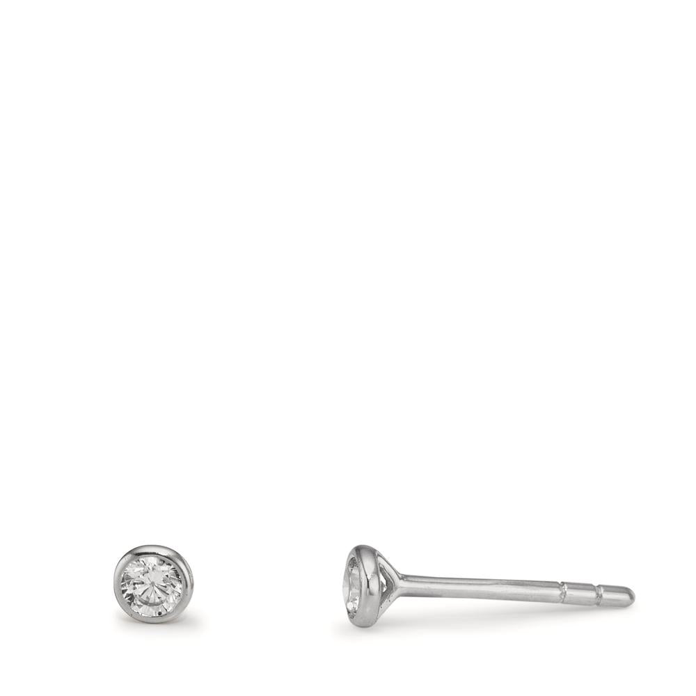 Orecchini a bottone Oro bianco 375/9K Zirconia 2 pietra Ø2.9 mm