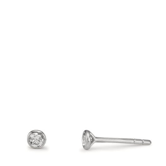 Orecchini a bottone Oro bianco 375/9K Zirconia 2 pietra Ø2.9 mm
