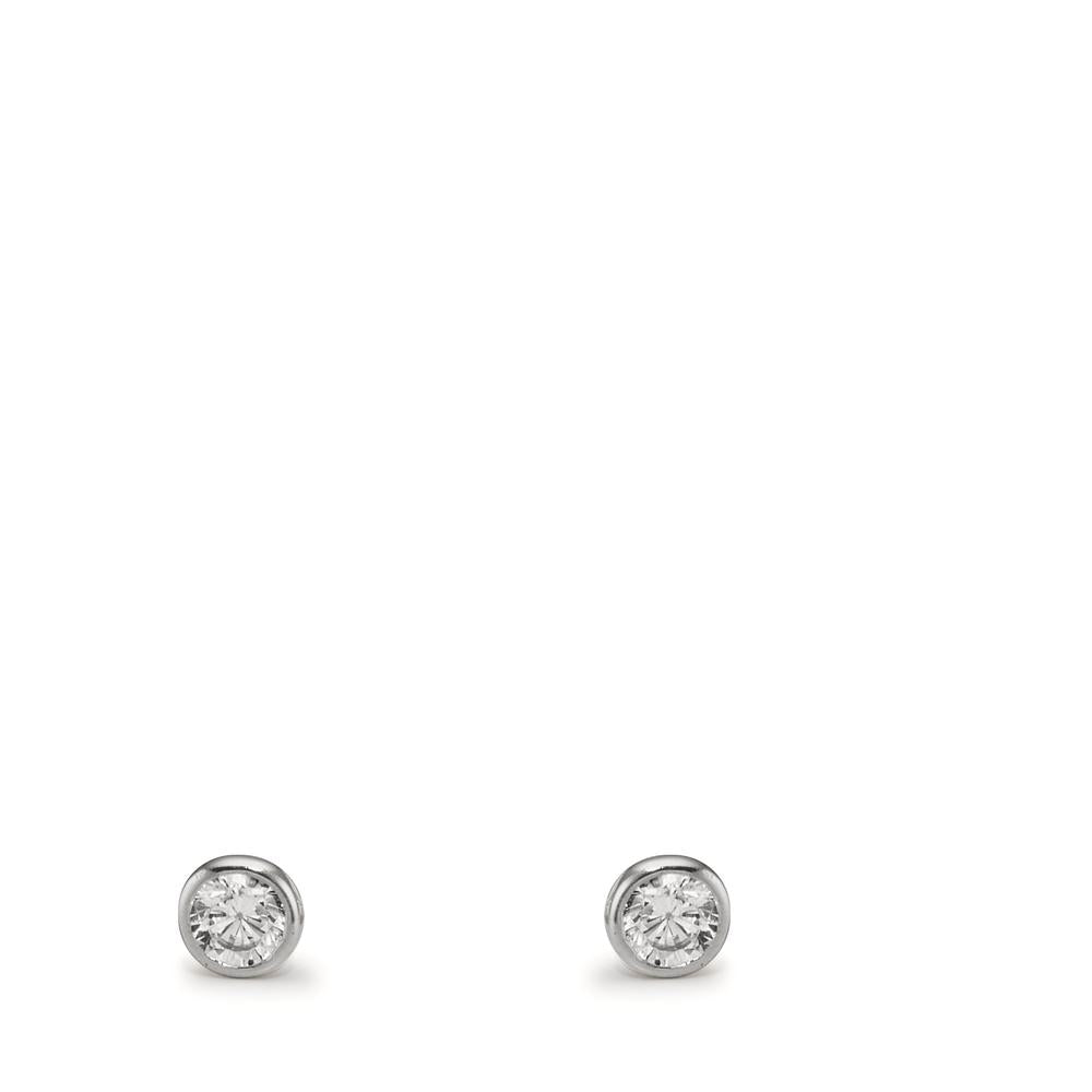 Orecchini a bottone Oro bianco 375/9K Zirconia 2 pietra Ø2.9 mm