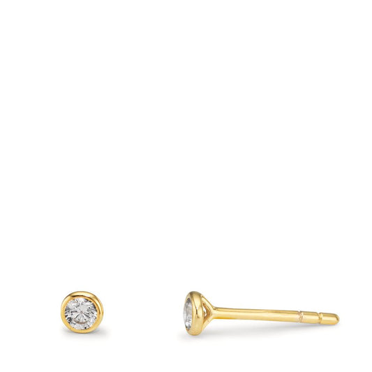 Orecchini a bottone Oro giallo 375/9K Zirconia 2 pietra Ø3.2 mm