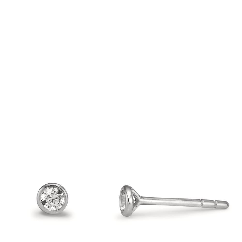 Orecchini a bottone Oro bianco 375/9K Zirconia 2 pietra Ø3.2 mm