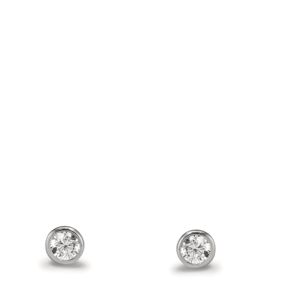 Orecchini a bottone Oro bianco 375/9K Zirconia 2 pietra Ø3.2 mm