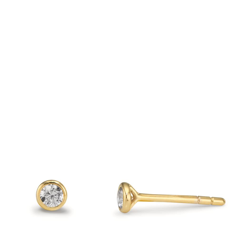 Orecchini a bottone Oro giallo 375/9K Zirconia 2 pietra Ø3.5 mm
