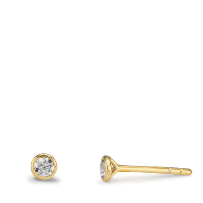 Orecchini a bottone Oro giallo 375/9K Zirconia 2 pietra Ø3.5 mm