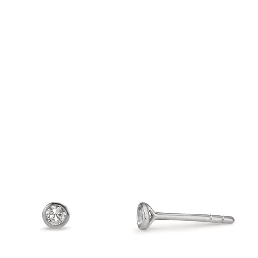 Orecchini a bottone Oro bianco 375/9K Zirconia 2 pietra Ø3.5 mm