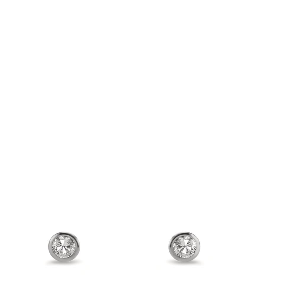 Orecchini a bottone Oro bianco 375/9K Zirconia 2 pietra Ø3.5 mm