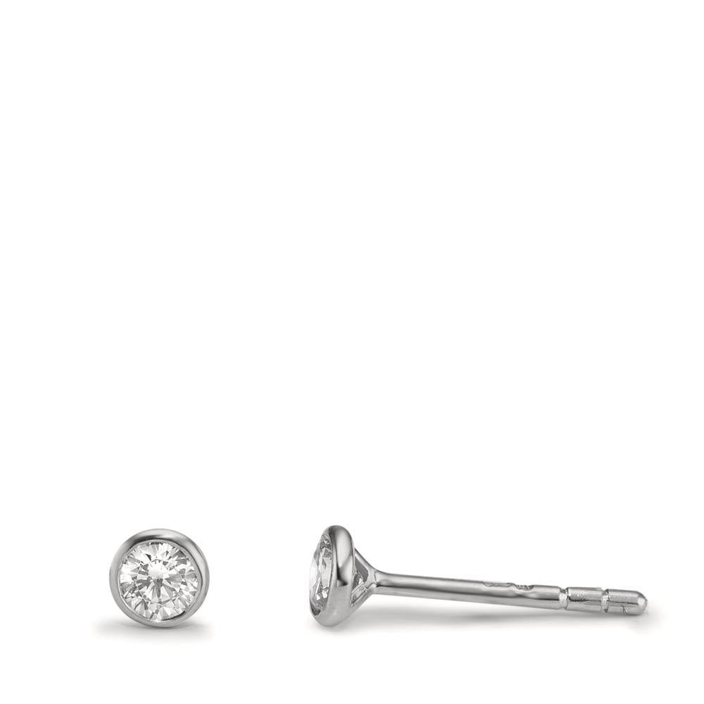 Orecchini a bottone Oro bianco 375/9K Zirconia 2 pietra Ø3.8 mm