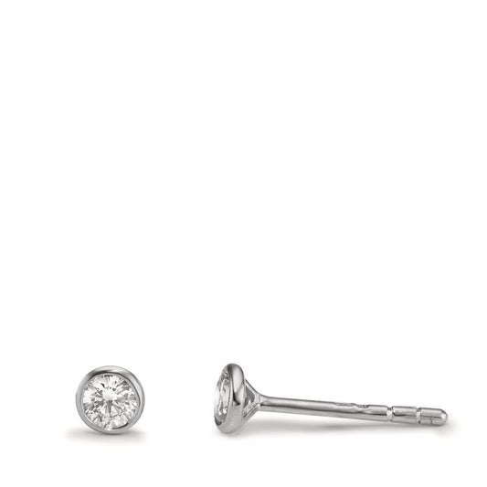 Orecchini a bottone Oro bianco 375/9K Zirconia 2 pietra Ø3.8 mm