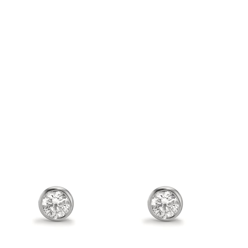 Orecchini a bottone Oro bianco 375/9K Zirconia 2 pietra Ø3.8 mm