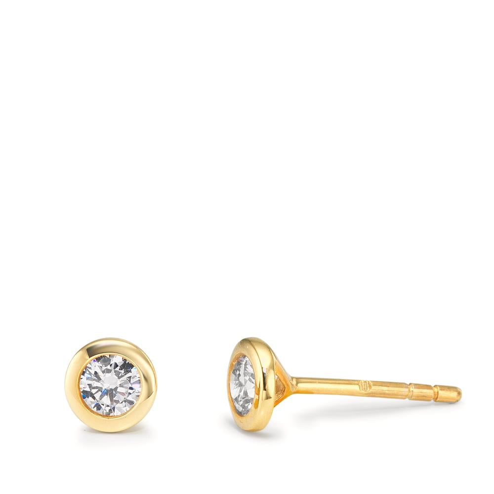 Orecchini a bottone Oro giallo 375/9K Zirconia 2 pietra Ø5 mm