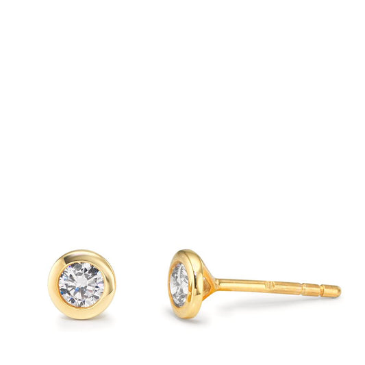 Orecchini a bottone Oro giallo 375/9K Zirconia 2 pietra Ø5 mm
