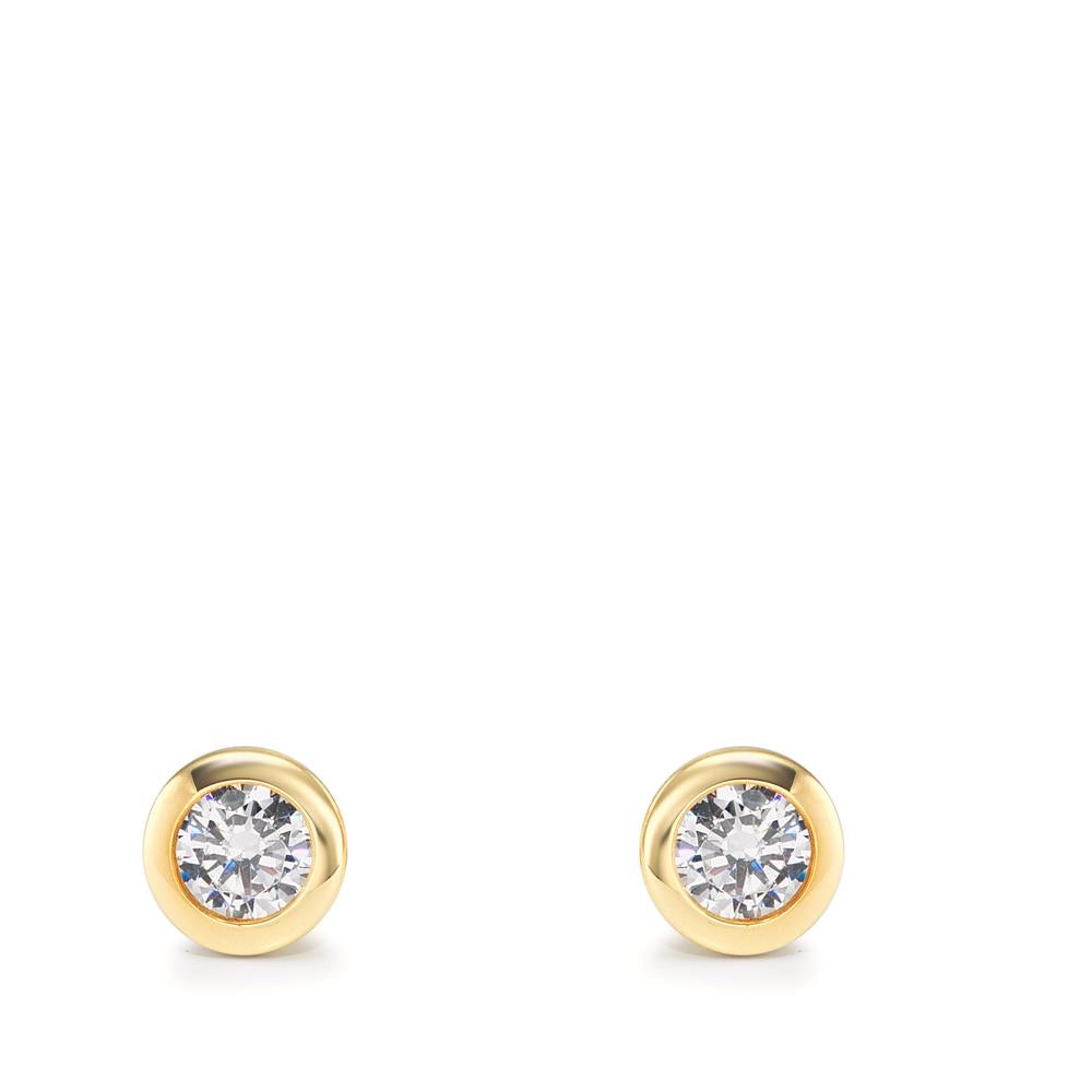 Orecchini a bottone Oro giallo 375/9K Zirconia 2 pietra Ø5 mm