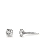 Orecchini a bottone Oro bianco 375/9K Zirconia 2 pietra Ø5 mm