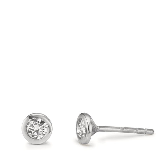 Orecchini a bottone Oro bianco 375/9K Zirconia 2 pietra Ø5 mm