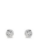 Orecchini a bottone Oro bianco 375/9K Zirconia 2 pietra Ø5 mm