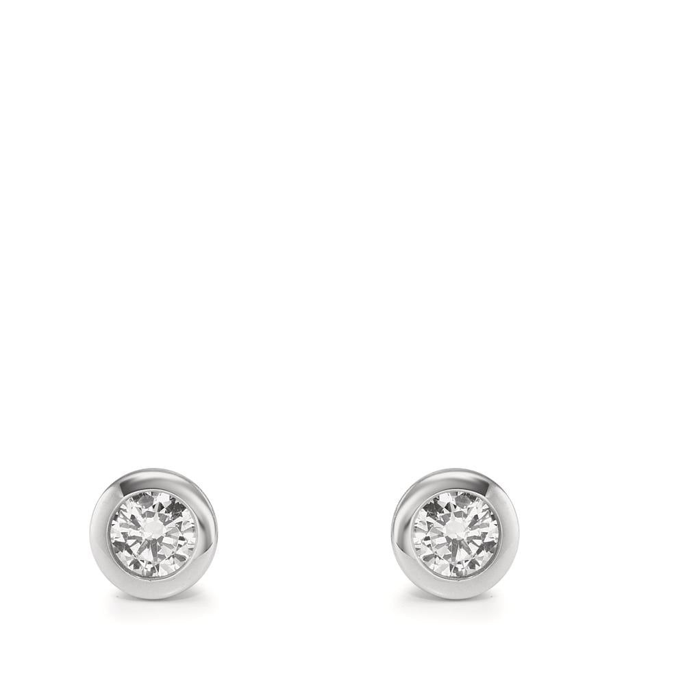Orecchini a bottone Oro bianco 375/9K Zirconia 2 pietra Ø5 mm