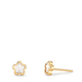 Orecchini a bottone Oro giallo 750/18 carati Madreperla Fiore Ø4 mm