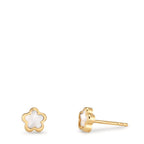 Orecchini a bottone Oro giallo 750/18 carati Madreperla Fiore Ø4 mm