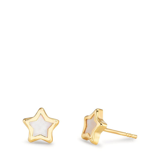 Orecchini a bottone Oro giallo 750/18 carati Madreperla Stella Ø5 mm
