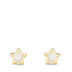 Orecchini a bottone Oro giallo 750/18 carati Madreperla Stella Ø5 mm