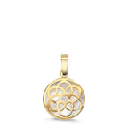 Ciondolo Oro giallo 750/18 carati Madreperla Fiore della vita Ø10 mm