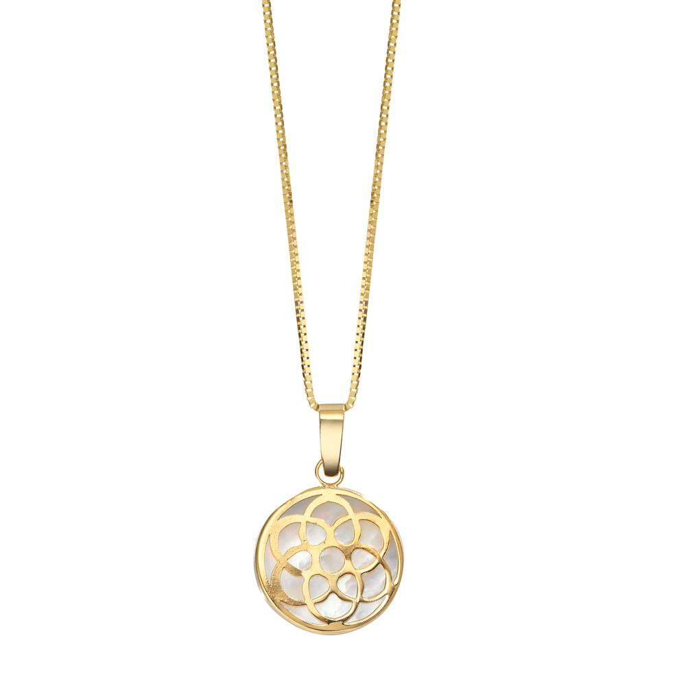 Ciondolo Oro giallo 750/18 carati Madreperla Fiore della vita Ø10 mm