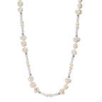 Collana Acciaio inossidabile Cristallo bianco Perla coltivata d'acqua dolce 90 cm