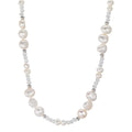 Collana Acciaio inossidabile Cristallo bianco Perla coltivata d'acqua dolce 45 cm