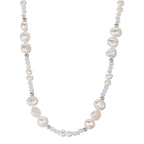 Collana Acciaio inossidabile Cristallo bianco Perla coltivata d'acqua dolce 45 cm