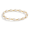 Bracciale Acciaio inossidabile giallo rivestimento IP Perla coltivata d'acqua dolce 6.5-7 mm 18.5 cm