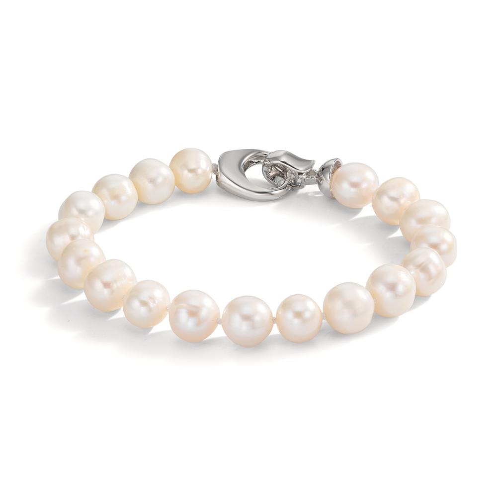 Bracciale Acciaio inossidabile Perla coltivata d'acqua dolce 8.5-9 mm 19.5 cm