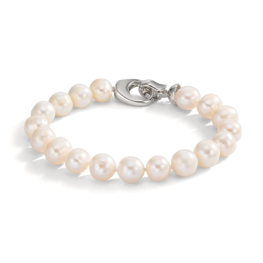 Bracciale Acciaio inossidabile Perla coltivata d'acqua dolce 8.5-9 mm 19.5 cm